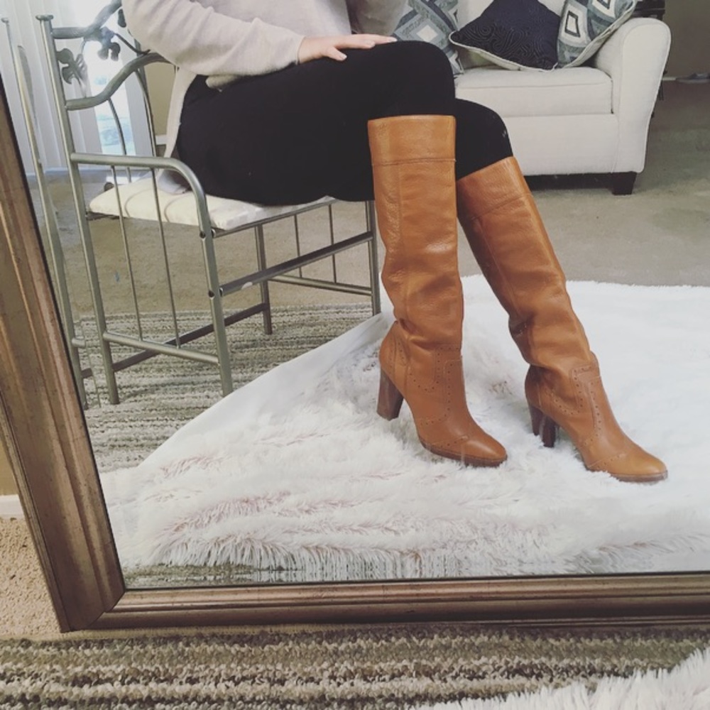 Michael Kors tall wingtip Penelope riding boots
